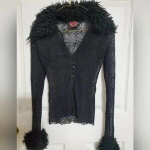 MAJOR ISO - lip service fur mesh spiderweb cardigan